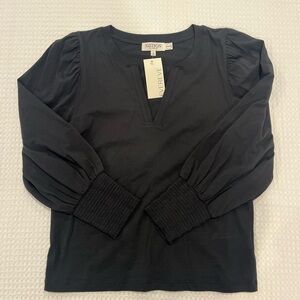Evereve (Nation Los Angeles) Black Long Sleeve Peasant Top